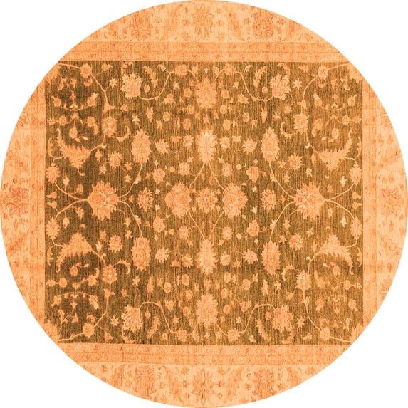 Ahgly Company Indoor Round Oriental Orange Modern Area Rugs, 7' Round