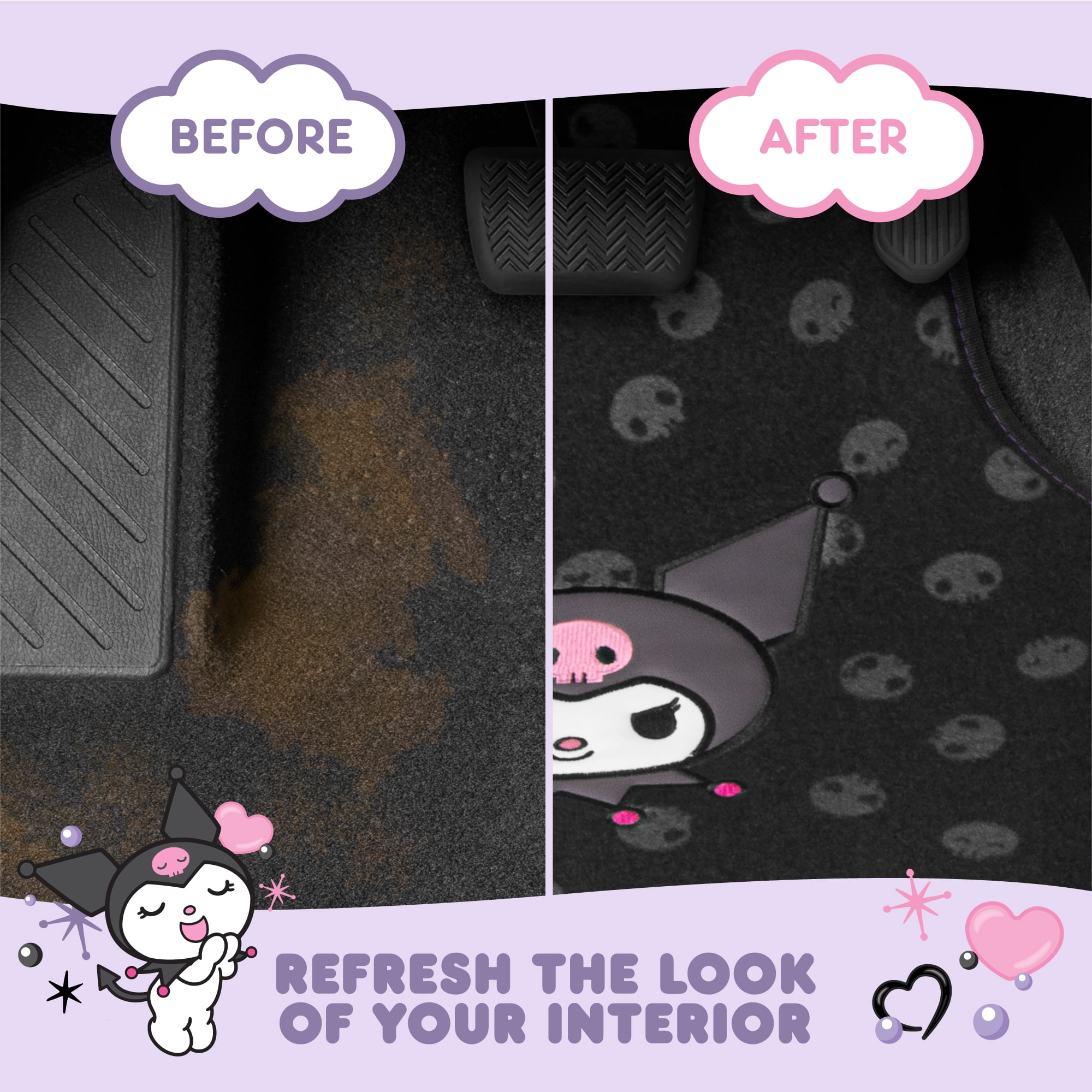 Kuromi Carpet Car Floor Mats - Universal Fit for Cars, SUVs & Trucks