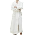 thumbnail image 3 of IYTR Mens Robe Solid Color Shawl Collar Fallow Cardigan Pocket Long Sleeve Nightclothes Bathrobe White M, 3 of 5