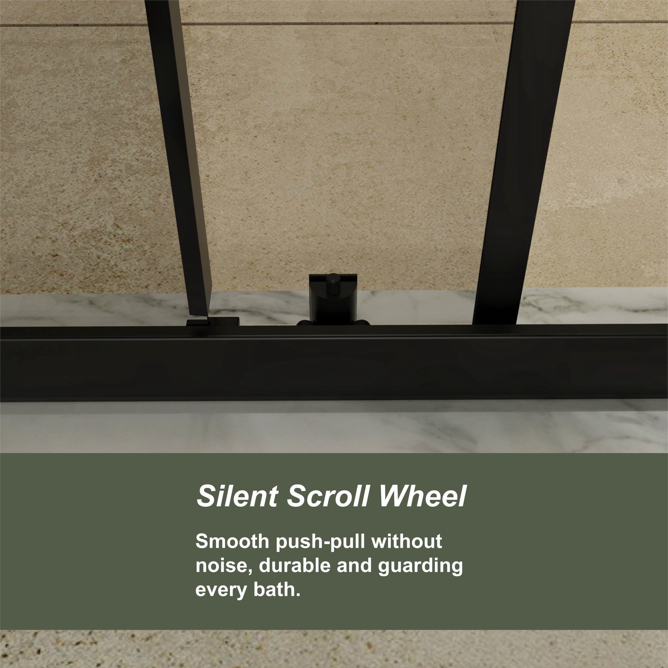 Noble House 60" x 72" Single Sliding Shower Door, 1/5" Clear Tempered Glass with Stainless Steel Handle, Matt Black