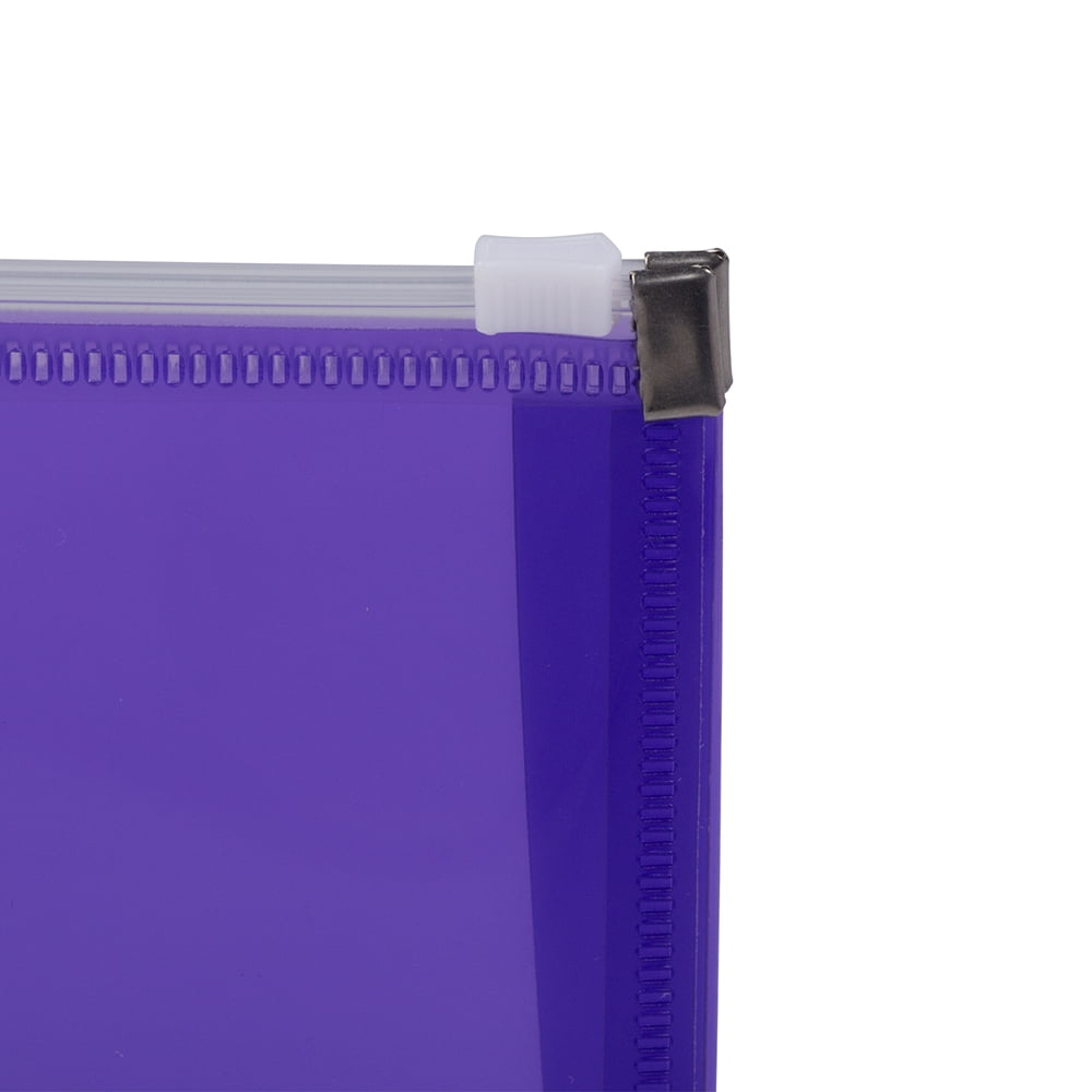 JAM Paper Plastic Envelopes with Zip Closure, #10 Booklet Wallet, 5 x 10, Purple, 3/pack