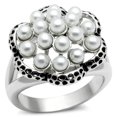 thumbnail image 1 of Alamode 3W232-8 Women Rhodium Brass Ring with Synthetic in White - Size 8, 1 of 1
