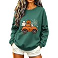 thumbnail image 3 of Frostluinai Halloween Spooky Season Sweatshirt Women Crewneck Long Sleeve Fleece Pullover Casual Pumpkin Ghosts Print Sweatshirts for Ladies, 3 of 8