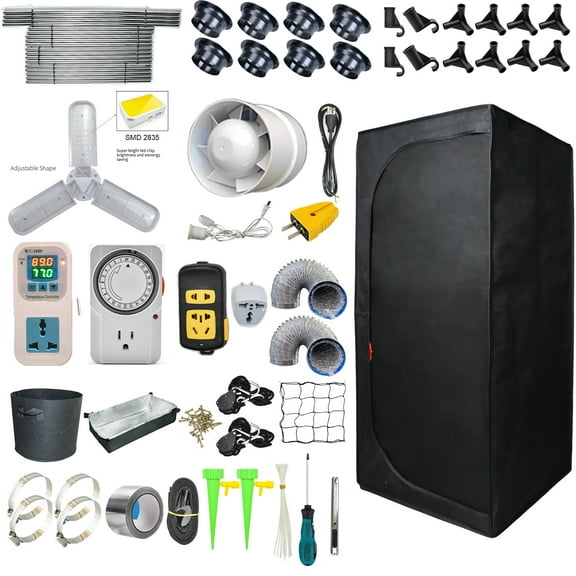 iMeshbean 48"x48"x80" Grow Tent Kit w/ LED Full Spectrum Grow Light & Ventilation Inline Fan