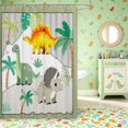thumbnail image 2 of Manfei Cute Cartoon Dino Animals Shower Curtain 72Wx84L,Kawaii Palm Tree Heart Bathroom Shower Curtain, 2 of 5