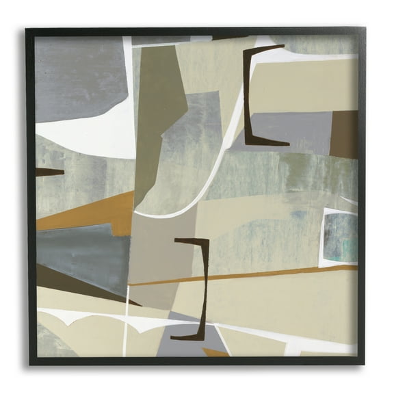 Stupell Industries Retro Geometric Composition Abstract Painting Black Framed Art Print Wall Art, 24 x 24