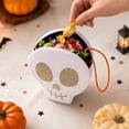 thumbnail image 7 of Felt Glitter Skull Halloween Treat Carry Bag Minimalist Gothic Spooky Candy Storage Tote, Seasonal Tabletop Candy Station Decor for Halloween Party Entryway Displays, 7 of 7