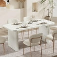 thumbnail image 5 of Finmind Farmhouse Dining Table for 4-6, Rectangular Wood Kitchen Table with Double Pedestal, 62-Inch Dinner Table for Dining Room, Living Room (White, Only Table), 5 of 5