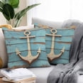 thumbnail image 3 of Outdoor Pillow Cover Blue White Brown Nautical Anchor Set of 2 Waterproof Throw Pillowcases Vintage Wood Grain Decorative Patio Furniture Pillows for Couch Garden Indoor & Outdoor Use, 3 of 9