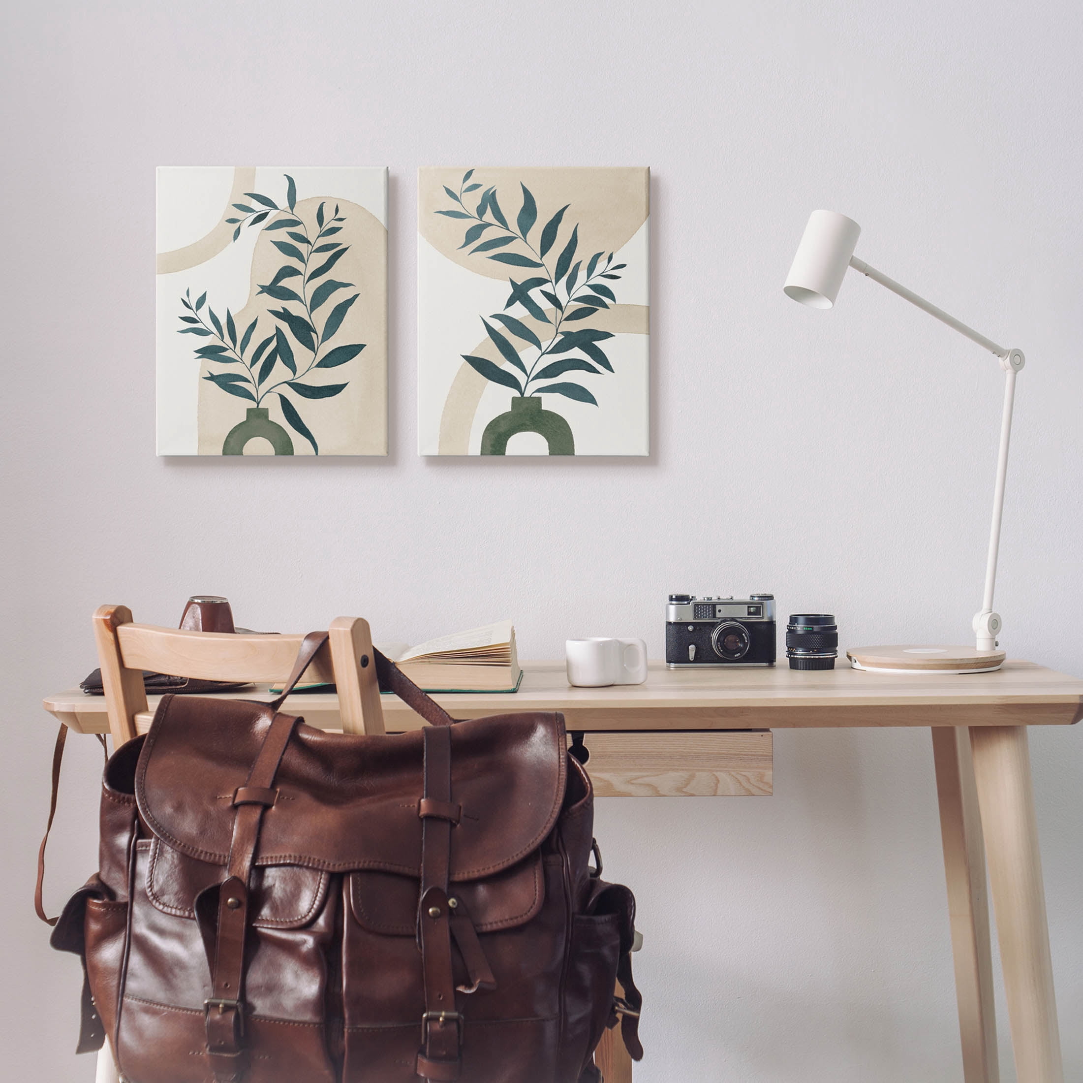 Stupell Industries Nordic Herb Vase Shapes Graphic Art Gallery Wrapped Canvas Print Wall Art, Set of 2, Design by Grace Popp