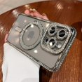 thumbnail image 2 of Funda de teléfono transparente con purpurina de diamante para iPhone, cubierta magnética de carga inalámbrica Magsafe, 15, 14, 13, 12, 11 Pro Max, 15 Plus, 2 of 5