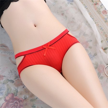 

Lingerie For Women Plus Size Fashion Striped Ice Silk Hollow Briefs Threaded Women s Panties