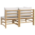 thumbnail image 5 of vidaXL 2 Piece Garden Lounge Set with Light Grey Cushions Bamboo, 5 of 5