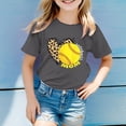 thumbnail image 2 of Rovga Hauts Fille 6-7 Ans Imprimés Lettres Dessin Animé Manches Courtes Col Rond T-Shirt Adorable Usage Quotidien Gris Foncé, 2 of 4