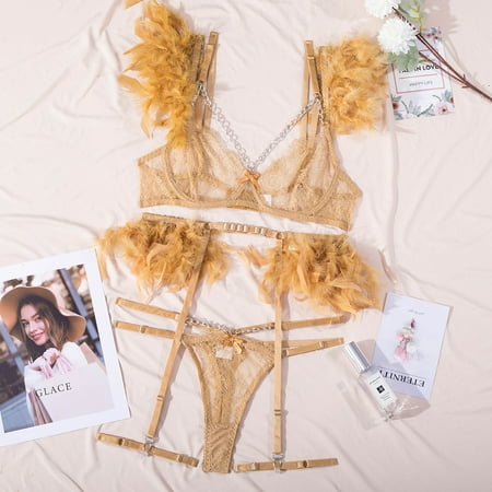 Feather Match Sets Split Bra Set Detachable Sexy Lace Sexy Lingerie