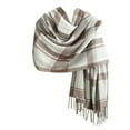 thumbnail image 4 of Women's Scarves Ladies' British Style Color Blocked Plaid Scarves Warm Winter Scarves With Tassels For Keeping Warm,Brown, 4 of 4