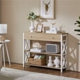 thumbnail image 2 of Topeakmart X Design Console Table w/ 1 Drawer & 2 Shelves, Gray, Light Oak, 2 of 7