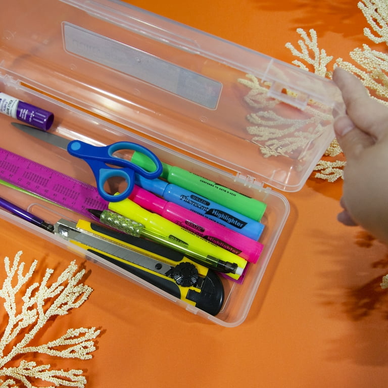 Transparent Pencil Case Plastic Pencil Box Crayon Pen Storage Box Marker  Pen Case Stackable Office Supplies Storage Box - AliExpress