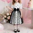 thumbnail image 2 of OGLCCG Princess Dress for Girls Lapel Collar Puff Sleeve Tulle Dress for Birthday Party Cute Hearts Print Lace Summer Dresses 2-8 Years, 2 of 5