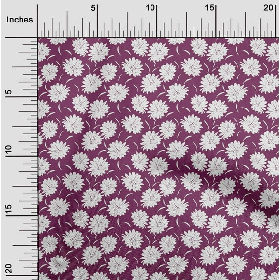 oneOone Cotton Cambric Dark Magenta Fabric Florals Fabric For Sewing Printed Craft Fabric By The Yard 42 Inch Wide