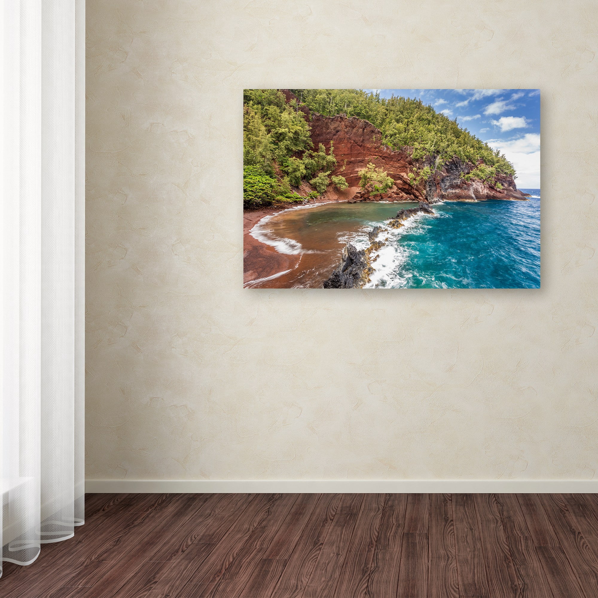 Trademark Fine Art 'Red Sand Beach Maui' Canvas Art by Pierre Leclerc