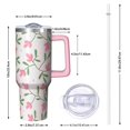 thumbnail image 2 of Floral 40oz Tumbler– Stainless Steel Insulated Tumbler with Handle and Straw, Large Capacity Travel Cup for Hot & Cold Drinks,Thanksgiving,Christmas, Spring,Flower, 2 of 6