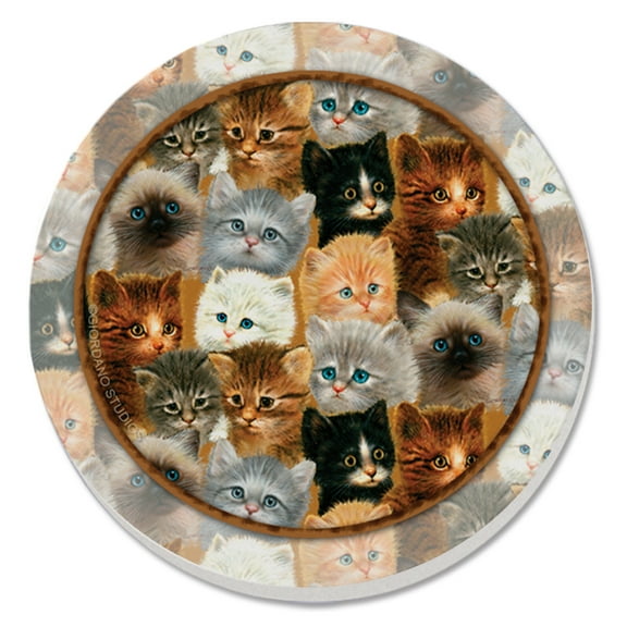 Thirstystone "Kittens" Round 4-Pack Absorbent Stone Coasters