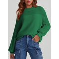 thumbnail image 2 of Women's Casual Long Sleeve Sweaters Loose Crewneck Knit Solid Pullover Sweater Jumper Tops, 2 of 9