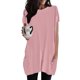 thumbnail image 3 of Gibobby Casual Playera de Manga Corta para Mujer Mujeres Casual Moda Simple Color sólido Cuello redondo Manga corta Bolsillo Largo Top(Rosa,XL), 3 of 4
