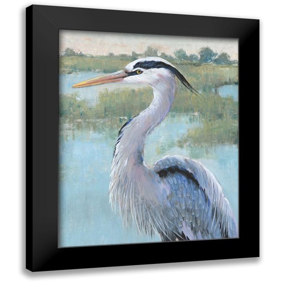 OToole, Tim 12x14 Black Modern Framed Museum Art Print Titled - Blue Heron Portrait I