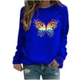thumbnail image 2 of Fesfesfes Winter Womens Tops Ladies Butterfly Print Sweatshirt Lightweight Blouse Tee Sweater, 2 of 3