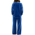 thumbnail image 4 of Clossjun Womens Velvet Sweat Suit 2 Pieces Casual Fashion Fall Outfits Long Sleeve Velour Top & Wide Leg Pant Lounge Sets for Work Out 2XL, 4 of 5