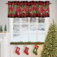 thumbnail image 4 of Christmas Red Plaid Valances for Windows, 42 x 18in, Poinsettia Leaf Winter Floral Rod Pocket Kitchen Valance Curtain Light Filtering Window Treatments for Living Room Bedroom, 1 Panel, 4 of 7