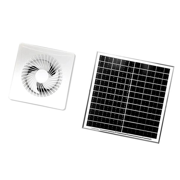 Accesorio de extractor solar silencioso, robusto ventilador de ático de 12 V para gallinero, invernadero, cobertizo exterior y casa para mascotas. Blanco de 8 pulgadas