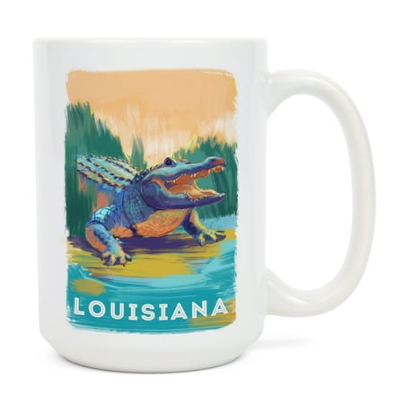 

15 fl oz Ceramic Mug Louisiana Vivid Alligator Dishwasher & Microwave Safe