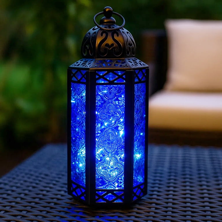 Decorative Hanging Moroccan Lantern, Metal Candle Holder for Home