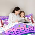 thumbnail image 5 of Feelyou Dreamy Birthday Cake Bedding Comforter Set, Cartoon Baseball Stripes Twin Comforter Sets, Eat Sleep Sport Reversible Bedding Set, Luxury Bedroom Decor, 2pcs, 5 of 8