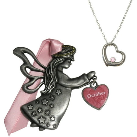 Tourmaline Crystal Pendant - Gloria Duchin October Birthstone Angel Ornament and Necklace Set