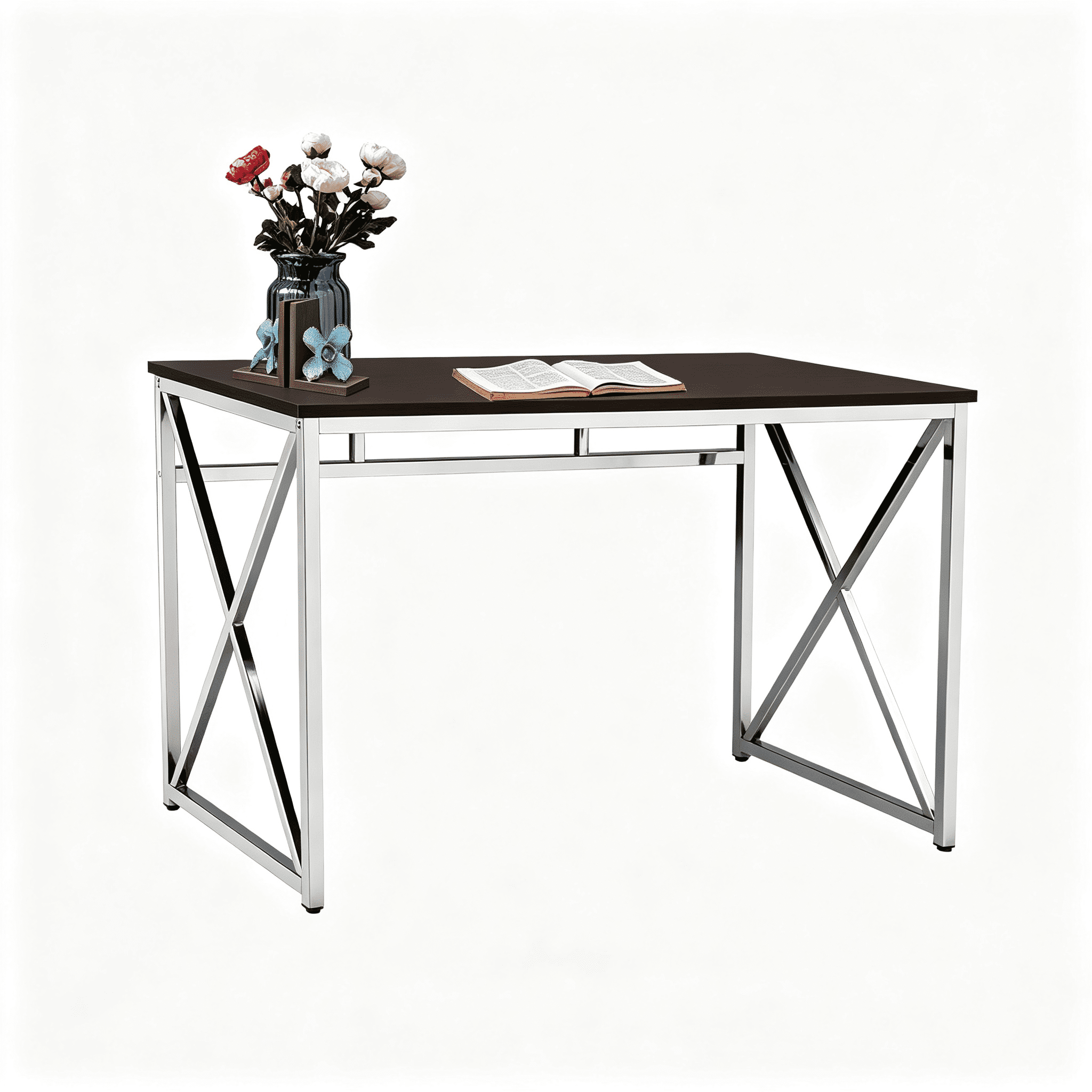 Astoutdoor Madison Office Workspace Desk MDF/Chrome in Brown