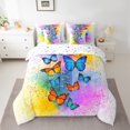 thumbnail image 2 of jejeloiu Colorful Butterflies 7-Piece Twin Bedding Sets,Wild Flying Animal Bedding Comforter Set,Watercolor Splashing Ink Sheet Sets For Girls Kids,Super Cozy Room Decor Reversible, 2 of 8
