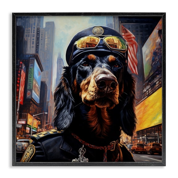 Stupell Industries Contemporary Military Dog Portrait Black Framed Giclee Art, 12 x 12, by Ray Powers