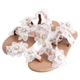 thumbnail image 1 of par de sandalias planas sin cordones con decoración tridimensional de perlas y girasoles para mujer, 1 of 6