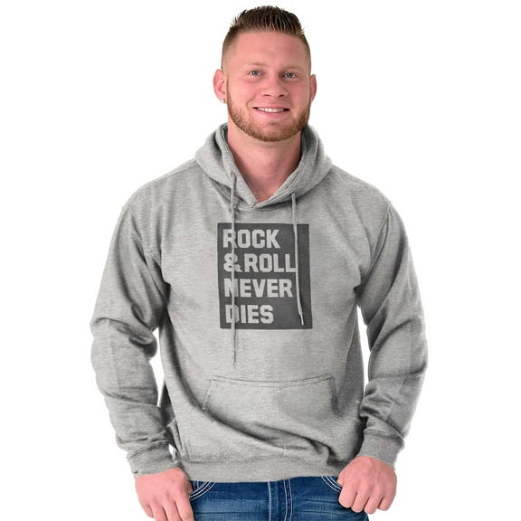 Rock N Roll Never Dies Metal Hardcore Unisex Plus Fleece Graphic Hoodie Brisco Brands 2X