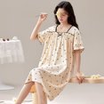 thumbnail image 1 of Camisones de cuello cuadrado para mujer, vestido de noche con estampado Floral, pijama de una pieza, ropa de dormir suelta de manga corta, 1 of 5