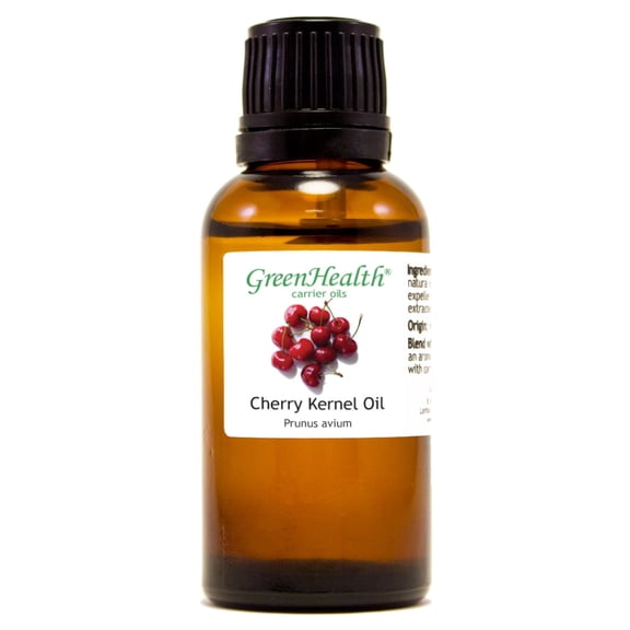 GreenHealth Cherry Kernel Carrier Oil 1 fl oz Amber Glass Bottle with Euro Dropper