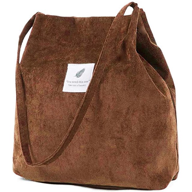 Bolso de pana para mujer y niña, lavable y reutilizable, grande, para el hombro, bolso de mano, bolso de compras para la escuela, el trabajo, la playa y viajes.