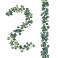 thumbnail image 1 of Guirnalda artificial de eucalipto FUGZAUD en forma de dólar plateado de 12 pies, paquete de 2, 1 of 7