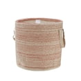 thumbnail image 4 of LR Home Textured Stripe Round Cotton 19" Storage Basket with Handles, Coral/White, 4 of 9