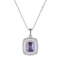 thumbnail image 1 of Collar para Mujer con Baño de Oro 14k o Plata LuckyLy, Cadena con Dije de Zirconia Cúbica, Modelo Elia Azul lila UNITALLA, 1 of 6