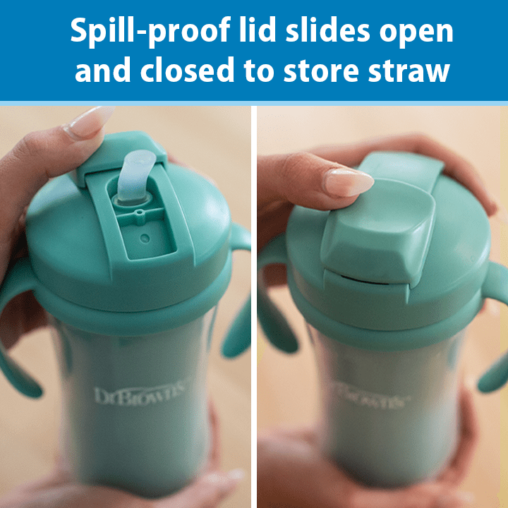 Dr. Brown's Milestones Insulated Sippy Cup with Straw and Handles, Green, 10oz, 12m+, 2-Pack